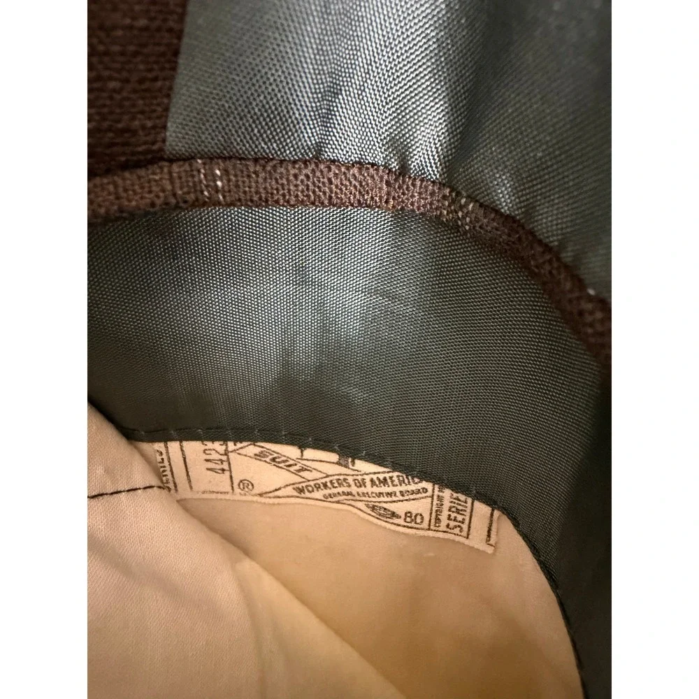Vintage 60s Bespoke Brown Windowpane Check Sport Coat Blazer 36R ACWA Union Tag